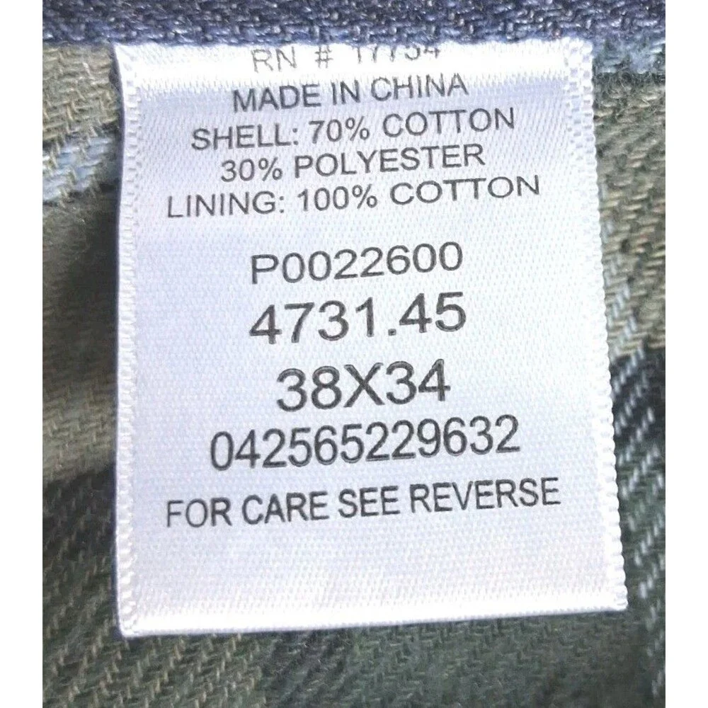 Key Mens 38x34 Flannel Lined Jeans Blue Logger Heavy Equipment Workwear Tall